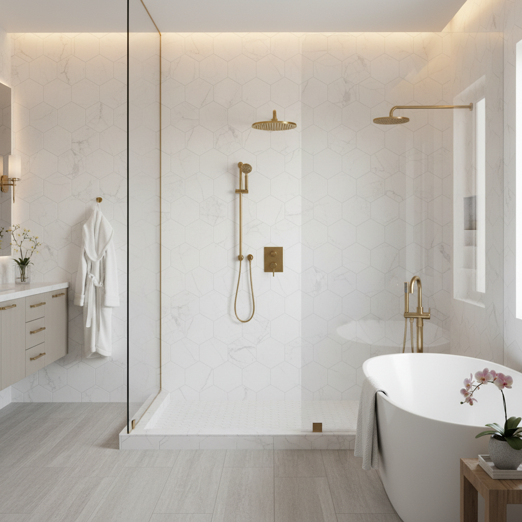 10" Hexagon Mosaic - Bathroom