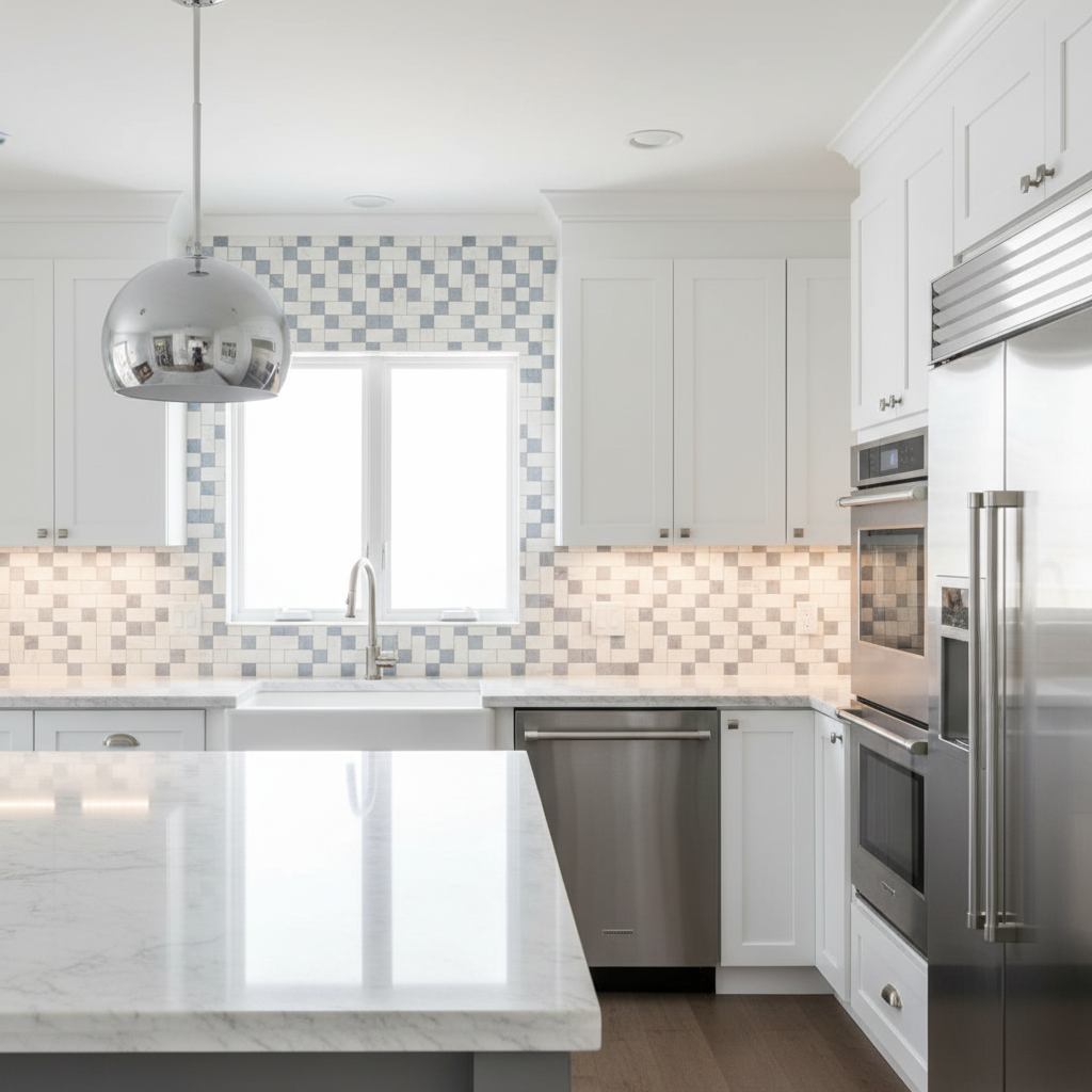 Basketweave w/ Blue-Gray - Kitchen