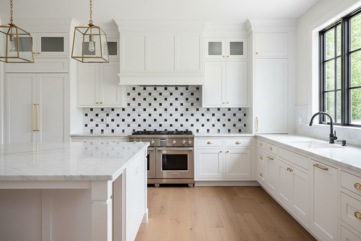 Bianco Dolomiti Basketweave w/ Black – Kitchen