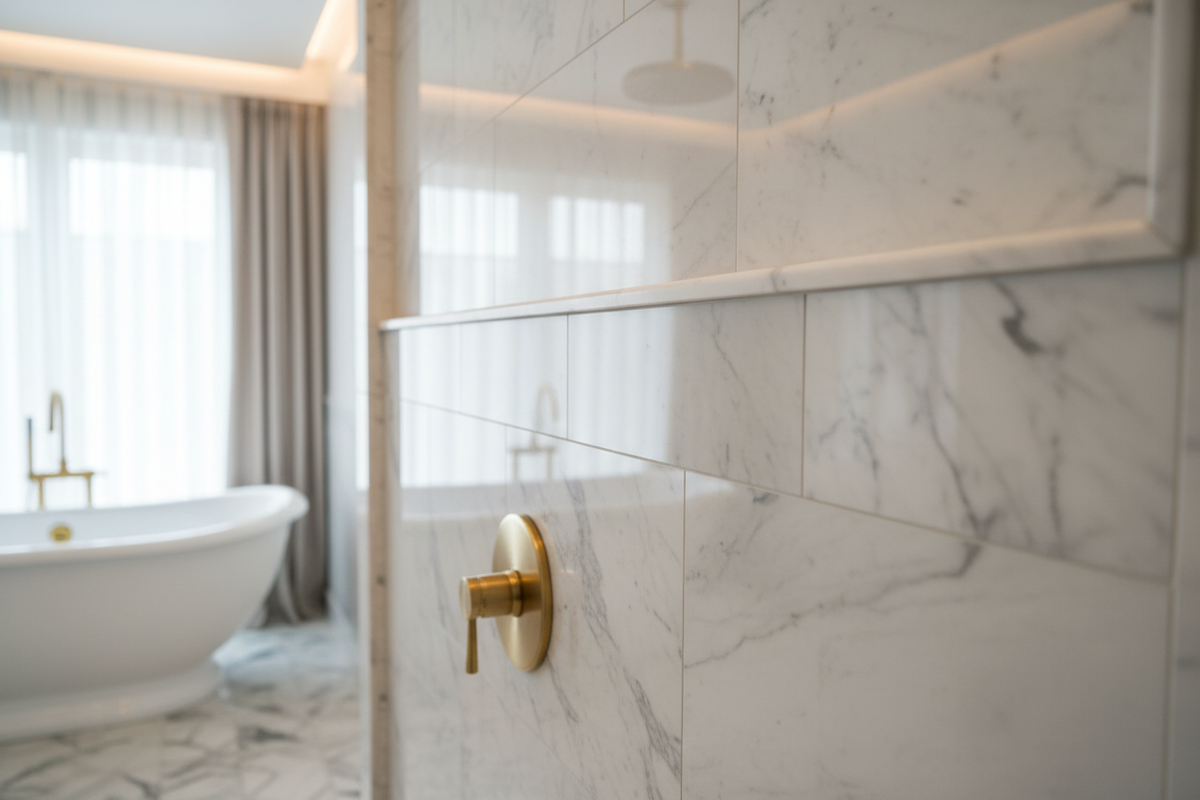 Bianco Dolomiti Bullnose Liner – Bathroom