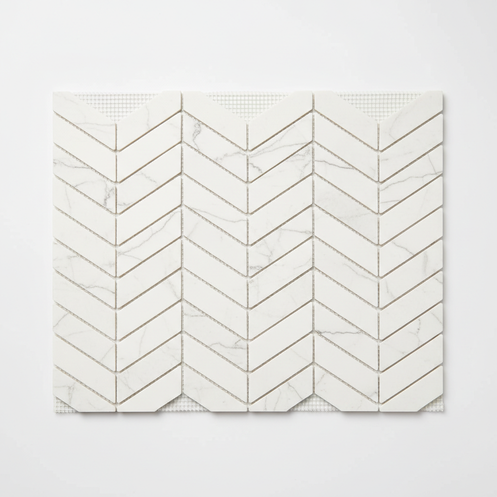 Bianco Dolomiti Chevron Mosaic – Featured