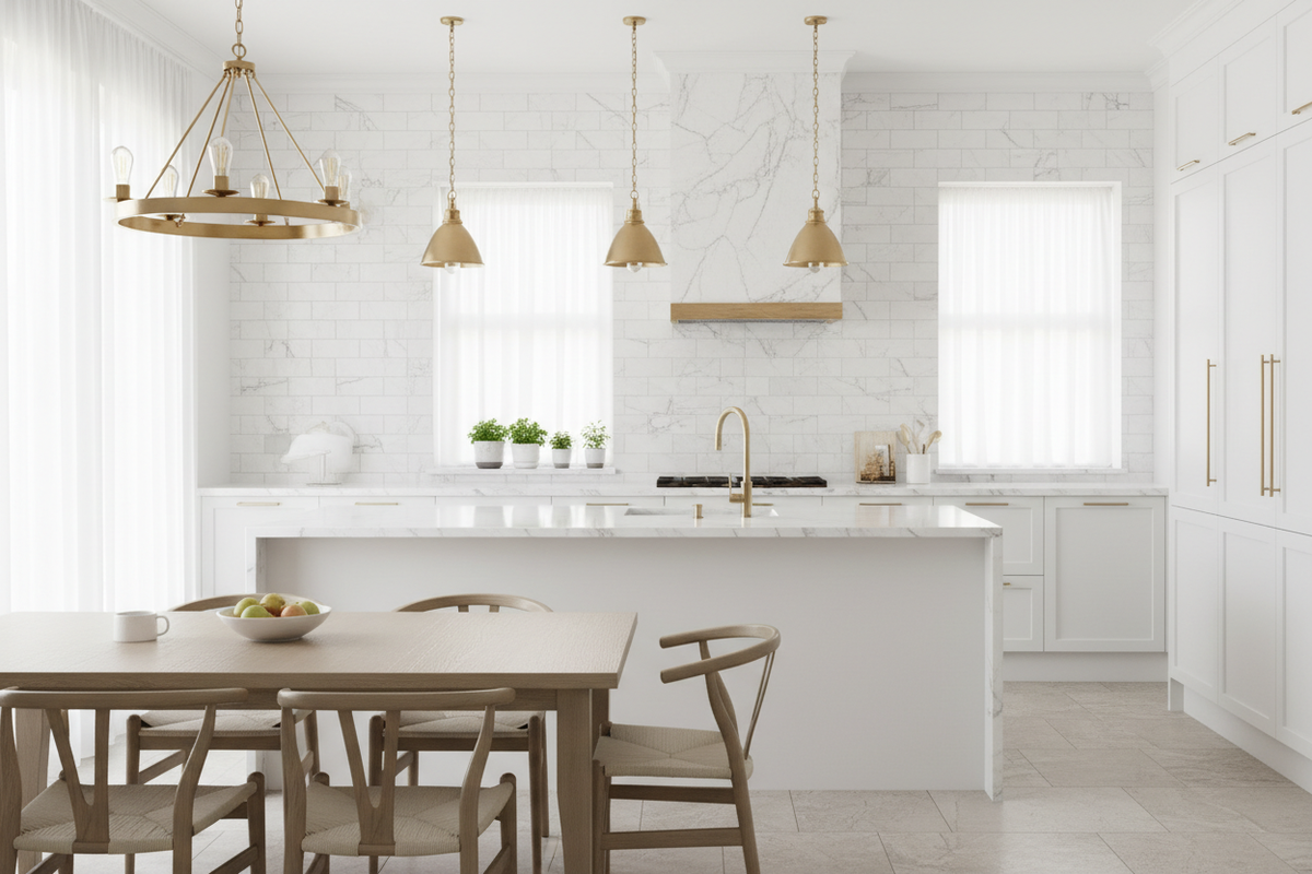 Bianco Dolomiti Deep-Beveled Dolomite Tile – Kitchen