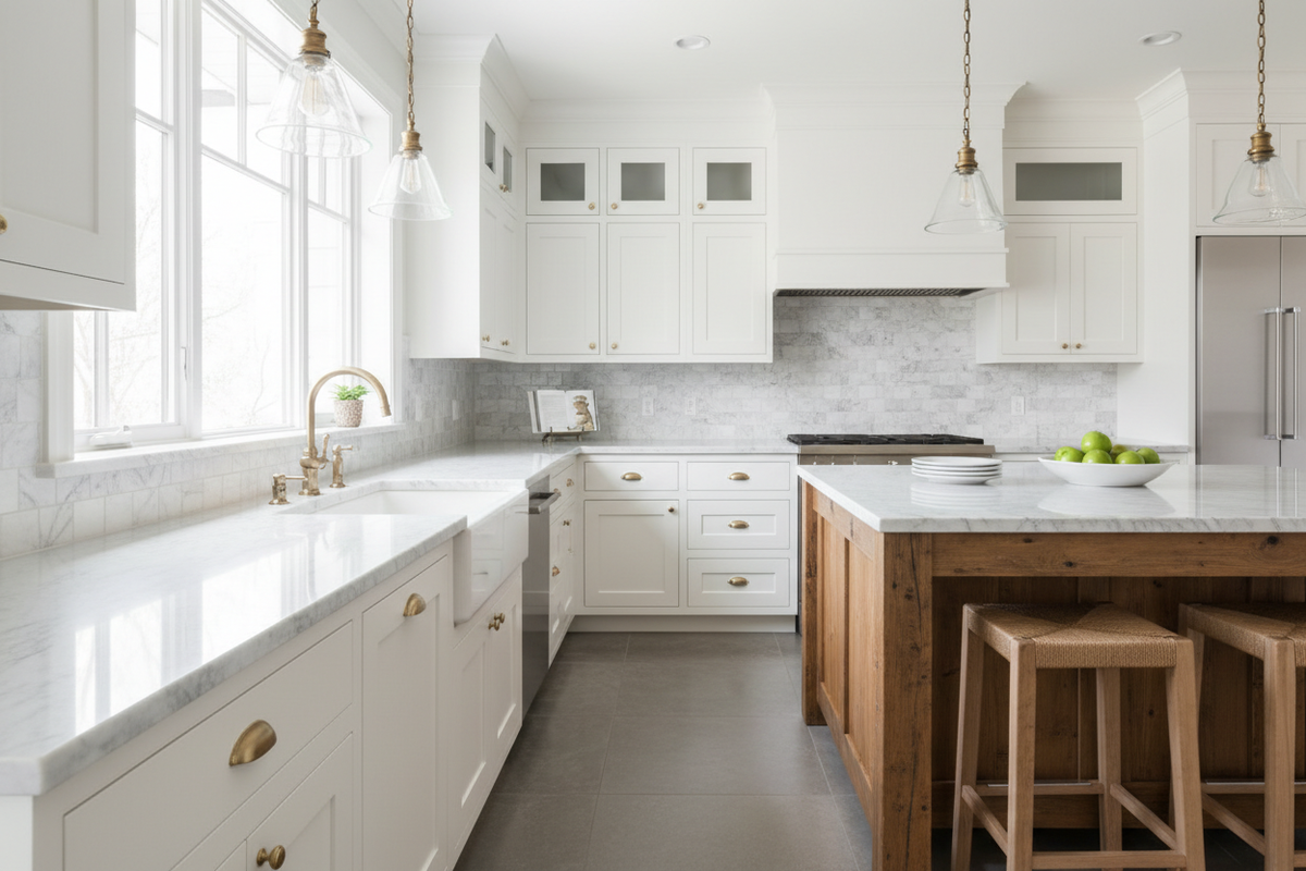 Bianco Dolomiti Dolomite Mosaic – Kitchen