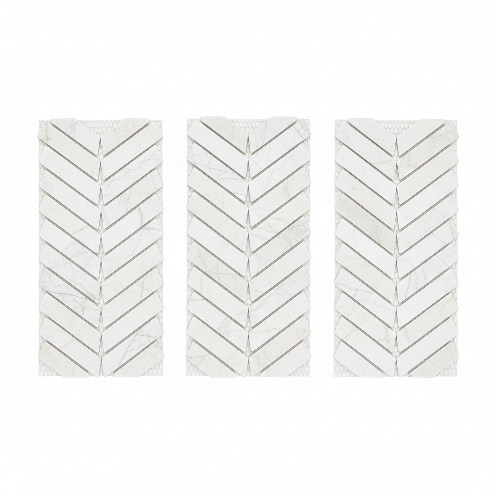 Bianco Dolomiti Herringbone Mosaic – Featured