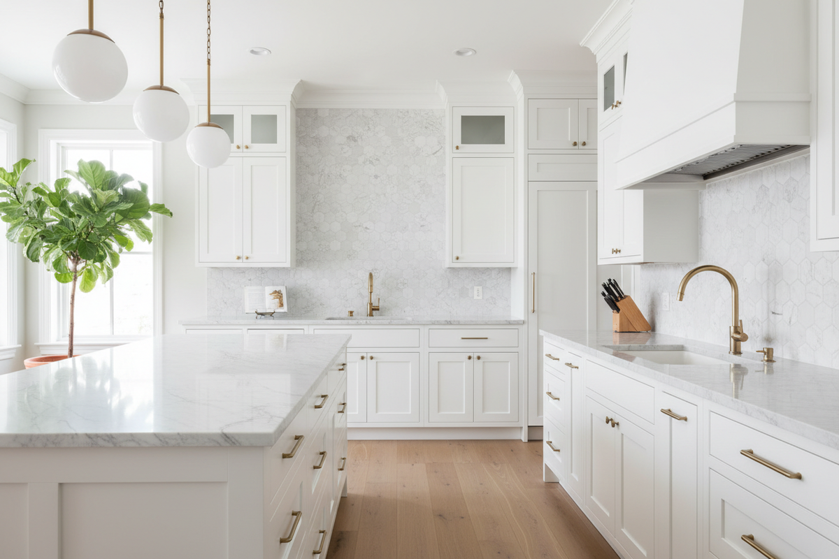 Bianco Dolomiti Hexagon Mosaic – Kitchen