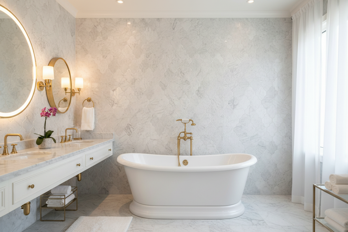 Bianco Dolomiti Lantern Mosaic 3" – Bathroom