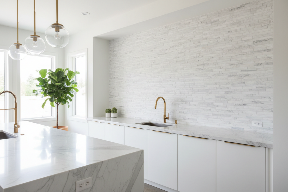 Bianco Dolomiti Manhattan Random-Strip – Kitchen