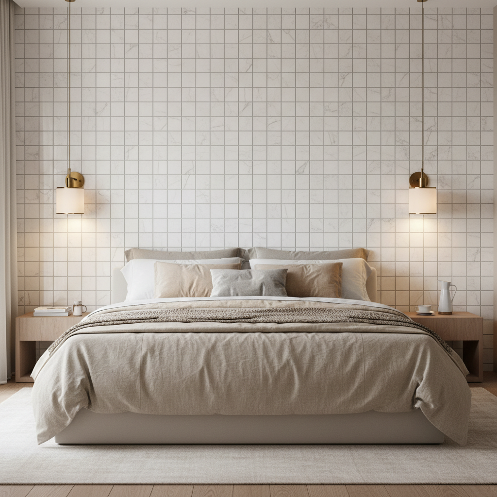 Bianco Dolomiti Mosaic - Bedroom