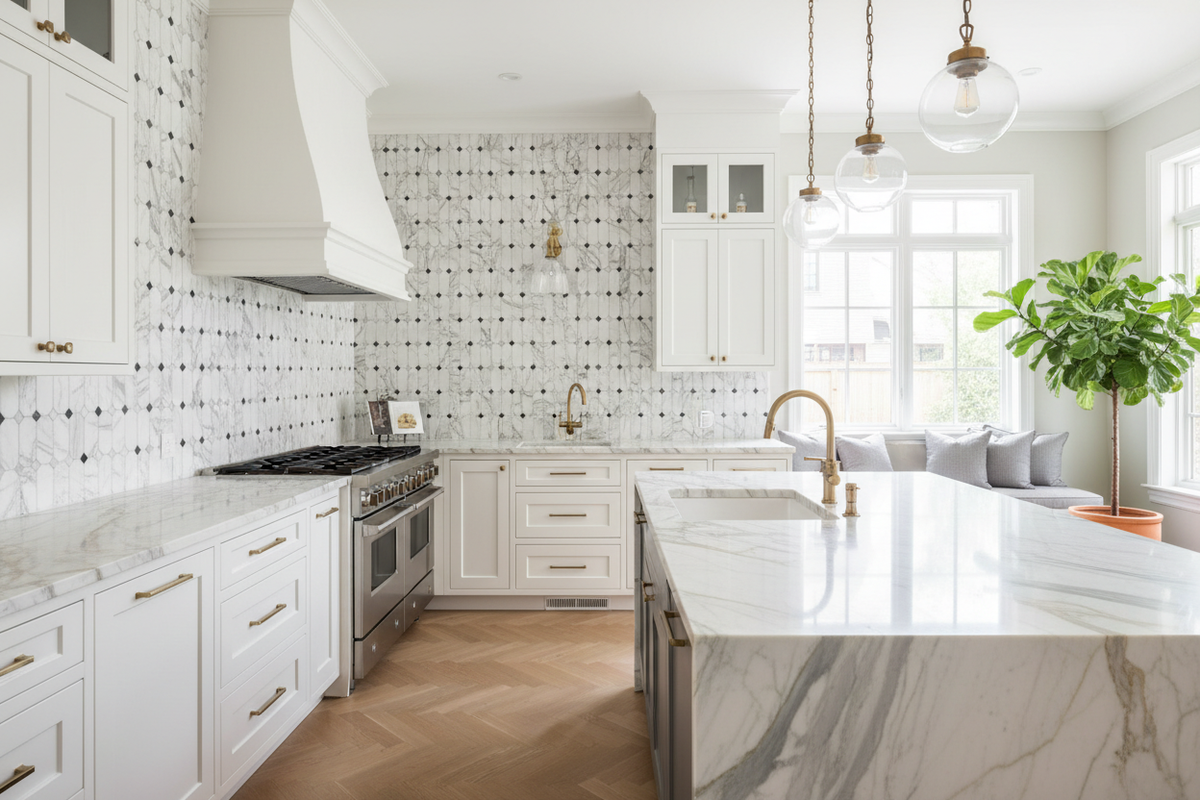 Bianco Dolomiti Octave Long Octagon w/ Black – Kitchen