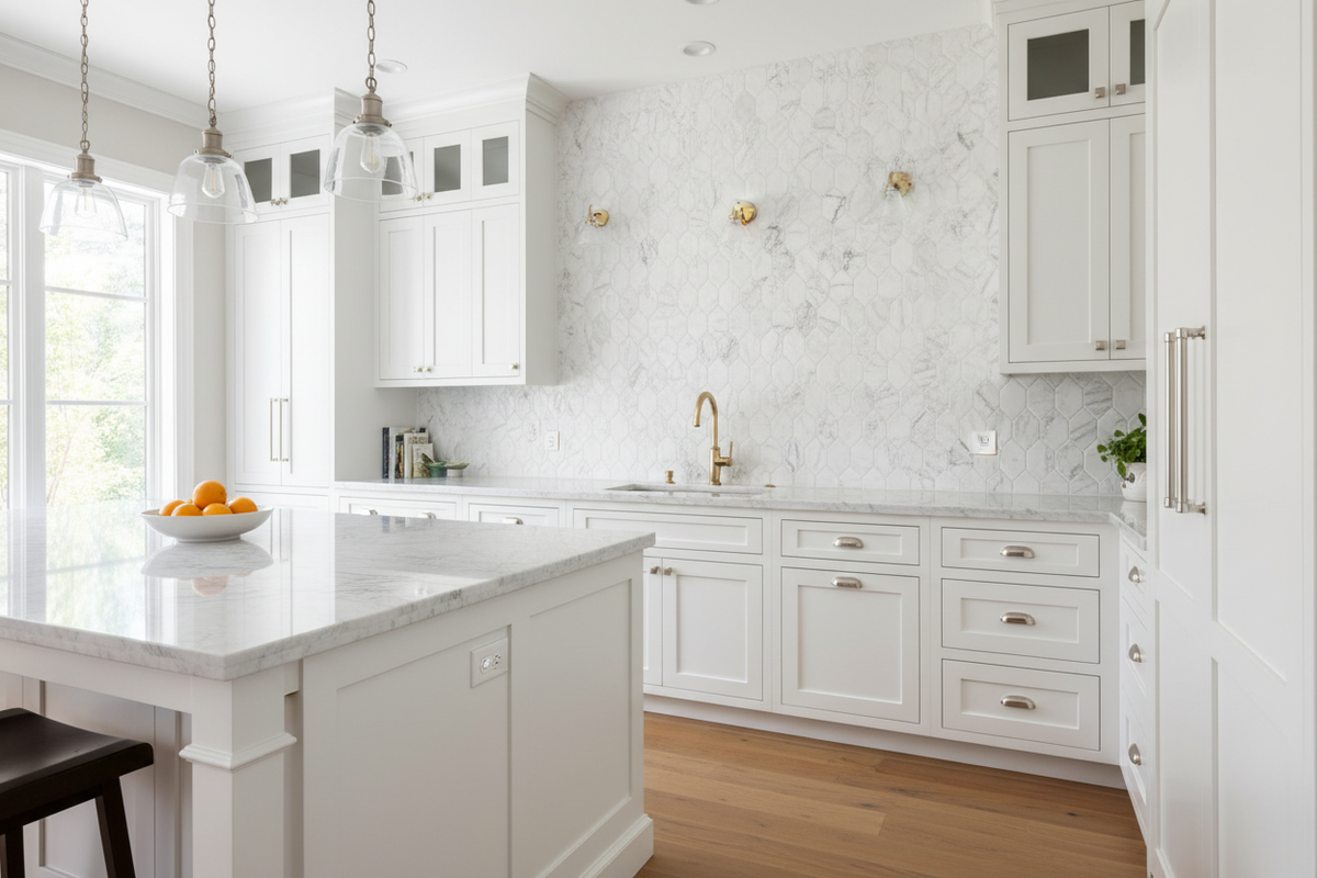 Bianco Dolomiti Picket Mosaic – Kitchen