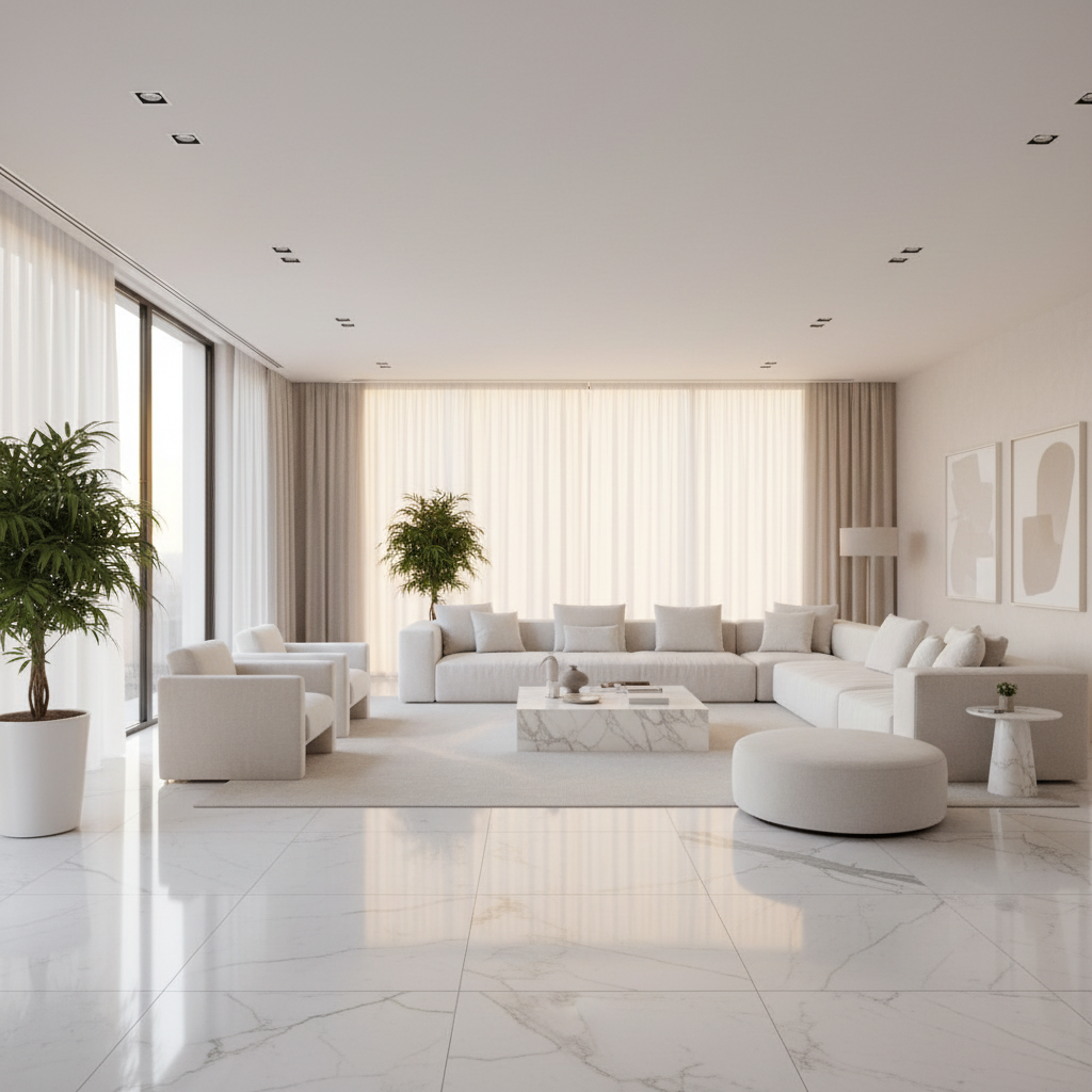 Bianco Dolomiti Dolomite Tile - grand luxury living room floor
