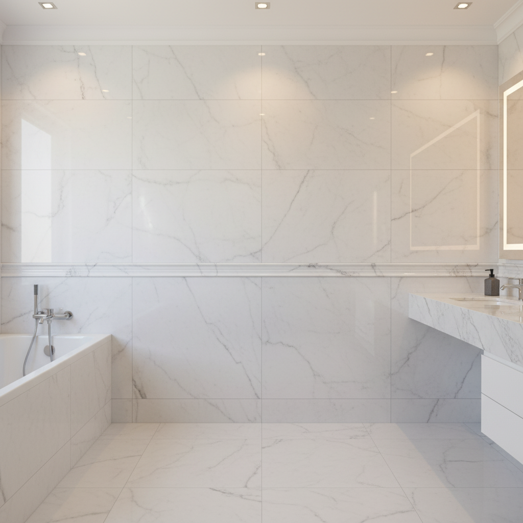 Bianco Dolomiti Milano Molding - bathroom horizontal border accent