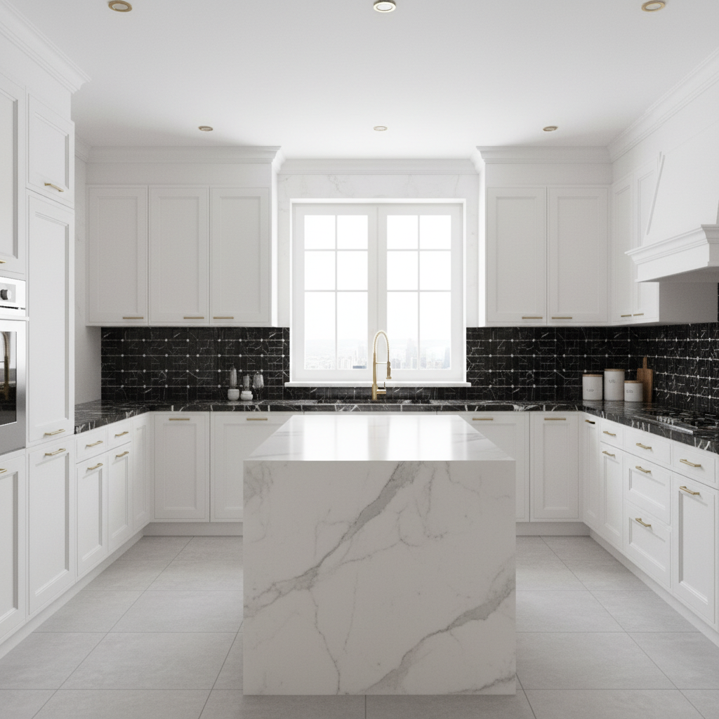 Nero Marquina Marble Pinwheel Mini Mosaic - luxury kitchen backsplash
