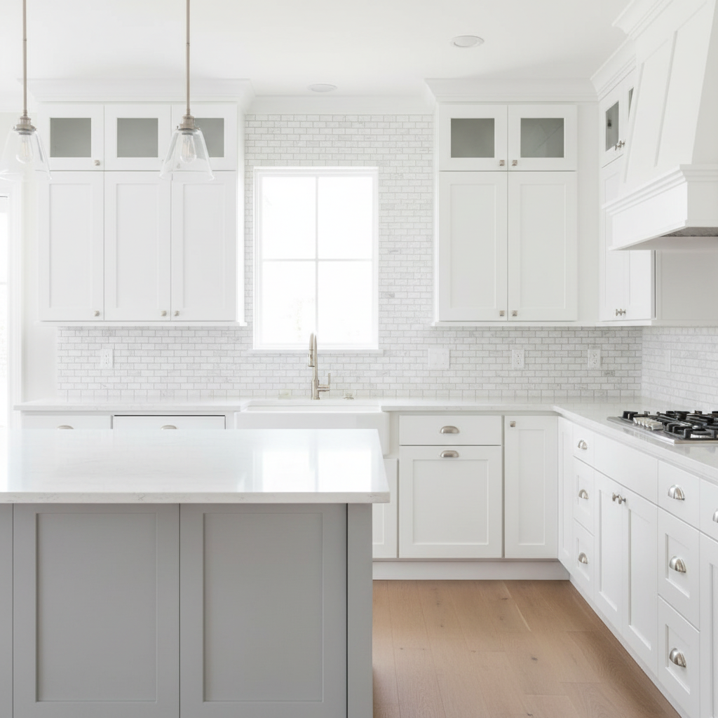 Bianco Dolomiti Mini-Brick Mosaic - elegant white kitchen backsplash