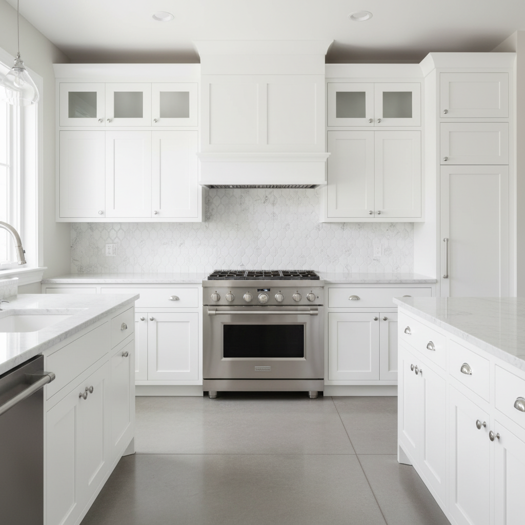 Bianco Dolomiti Picket Mosaic - bright white kitchen backsplash