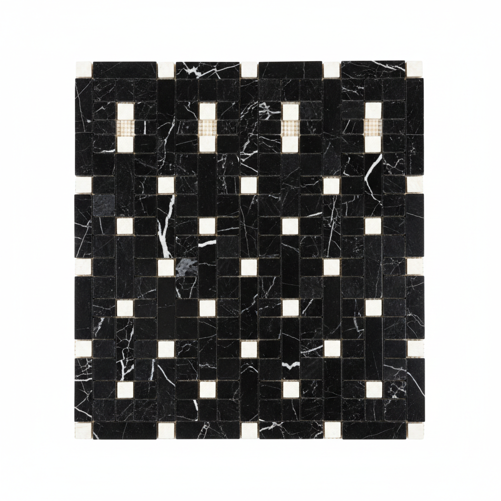 Nero Marquina Basketweave Mosaic – Featured