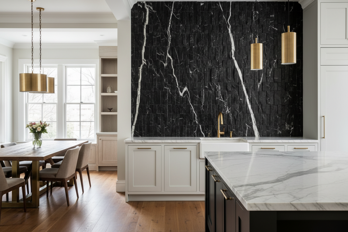 Nero Marquina Brick Mosaic – Kitchen