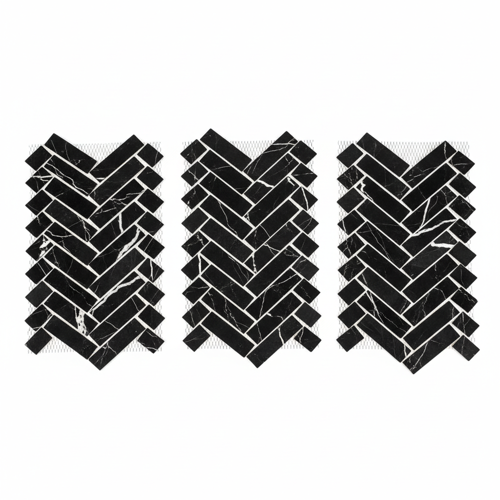 Nero Marquina Herringbone Mosaic – Featured