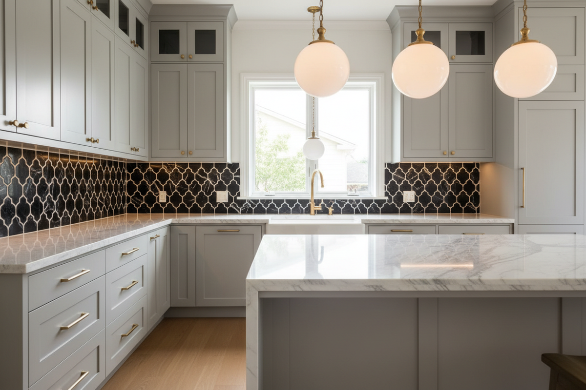 Nero Marquina Lantern Mosaic – Kitchen