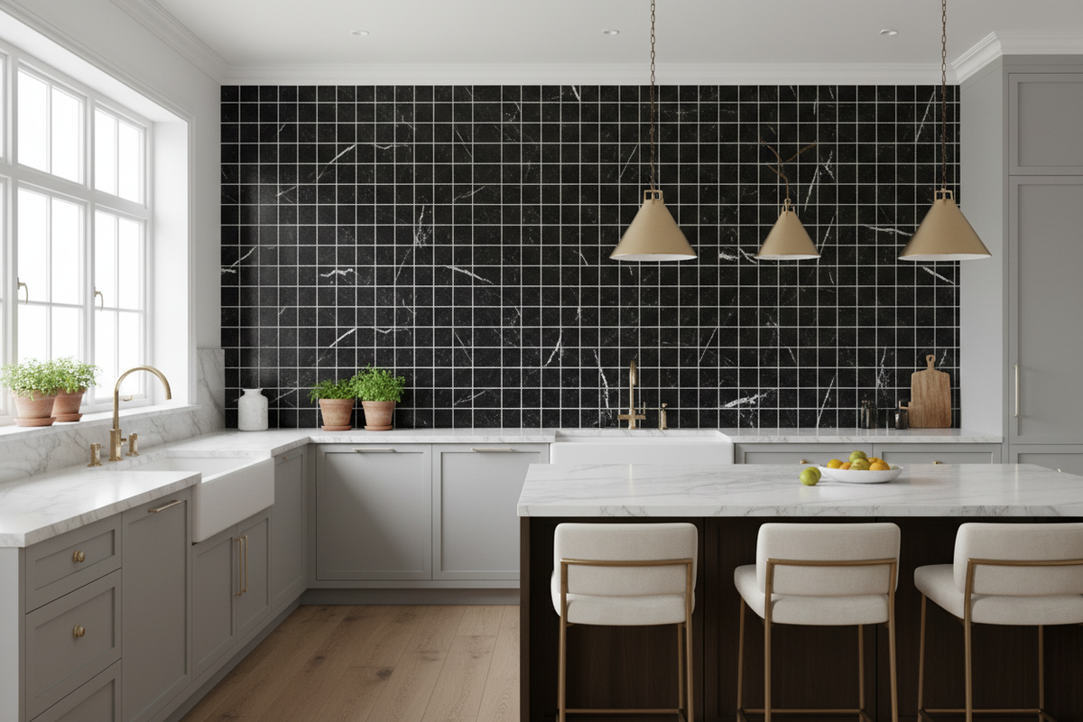 Nero Marquina Marble Mosaic – Kitchen