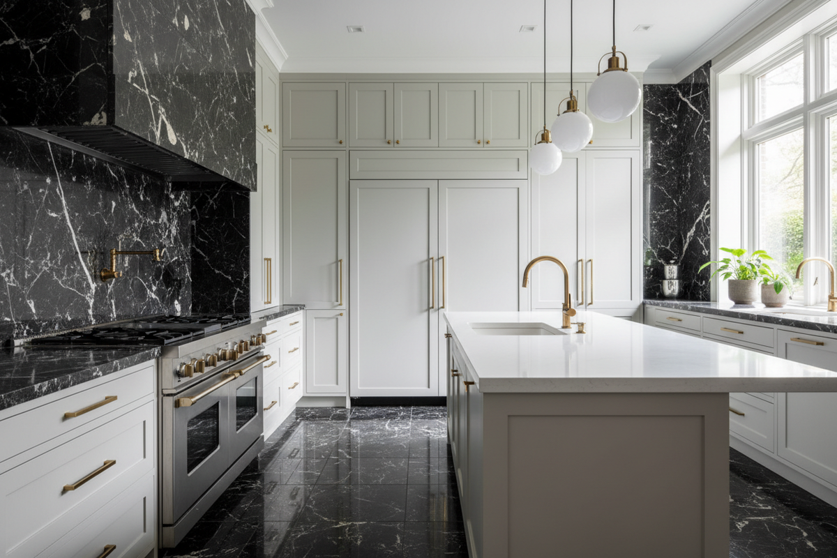 Nero Marquina Marble Tile – Kitchen