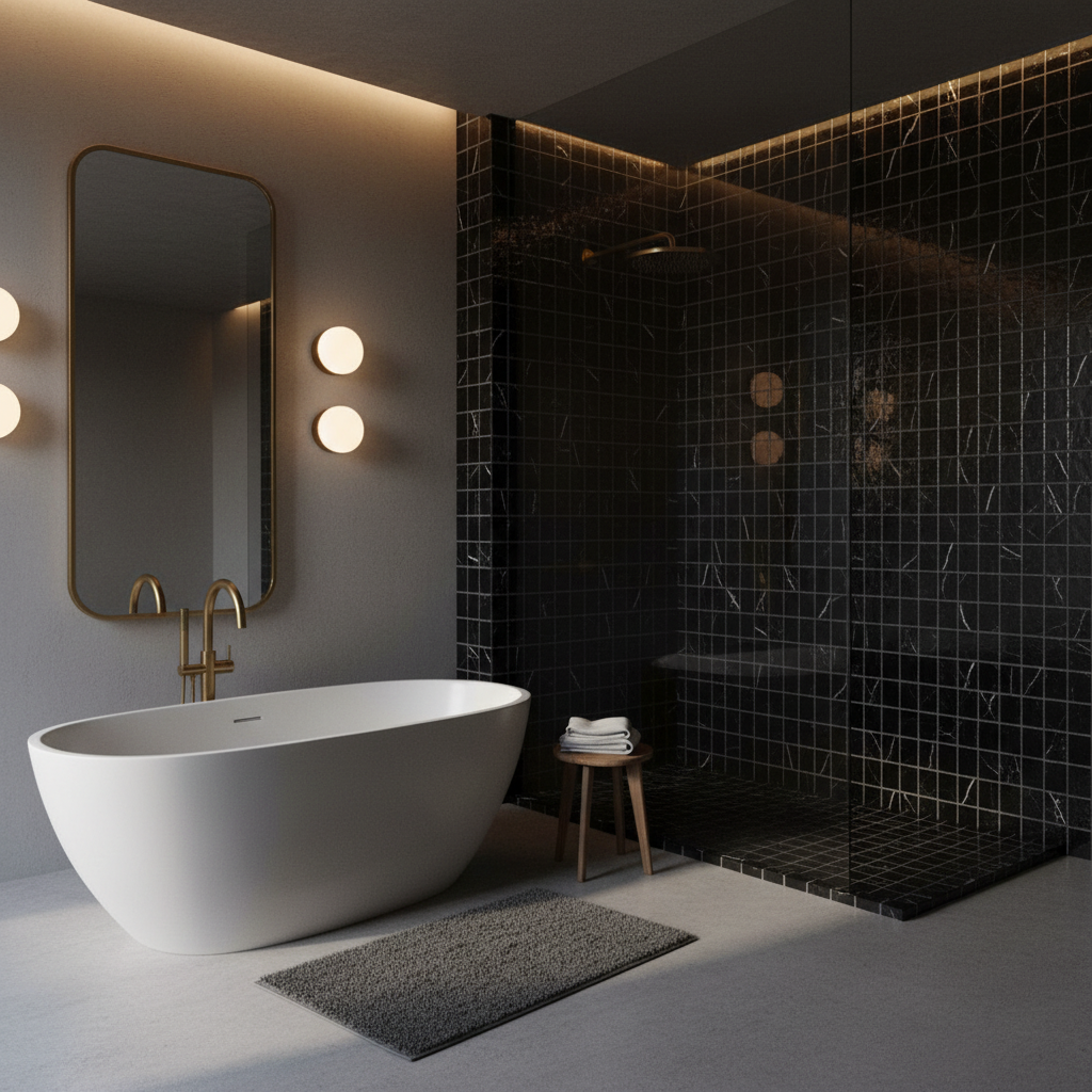 Nero Marquina Mosaic - Bathroom