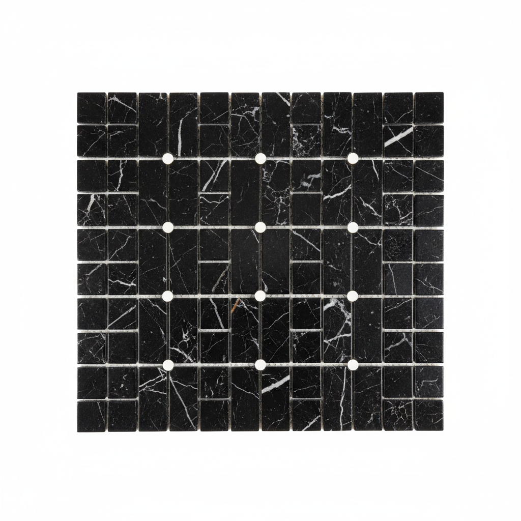 Nero Marquina Pinwheel Mini Mosaic – Featured