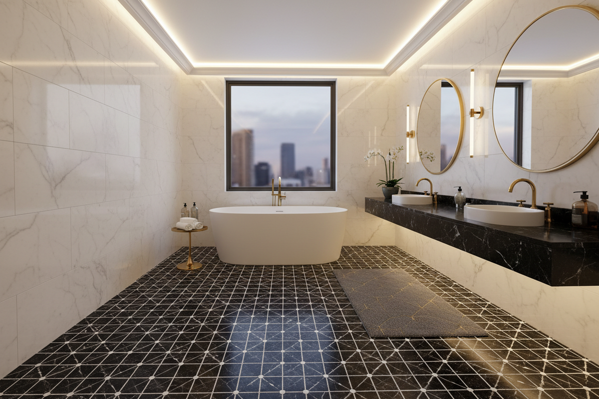 Nero Marquina Pinwheel Mini Mosaic – Lounge