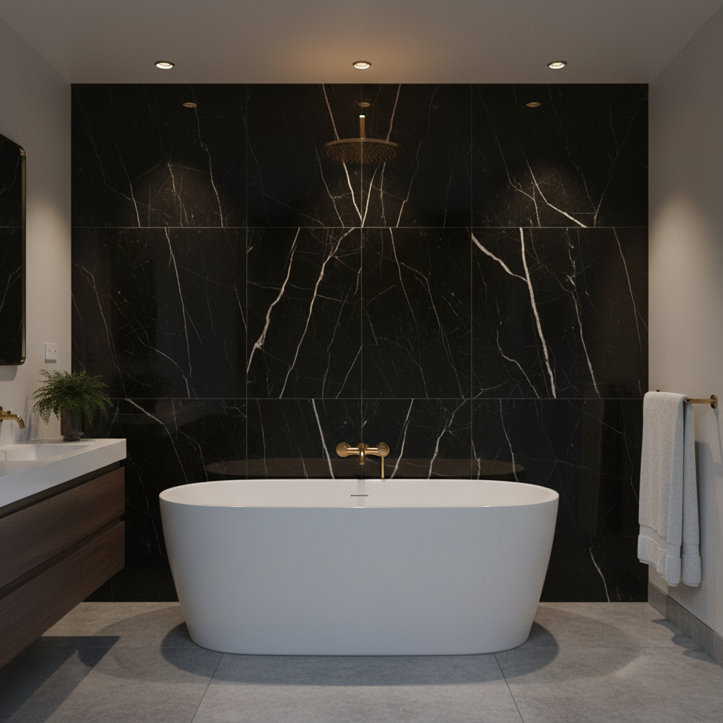 Nero Marquina Tile - Bathroom